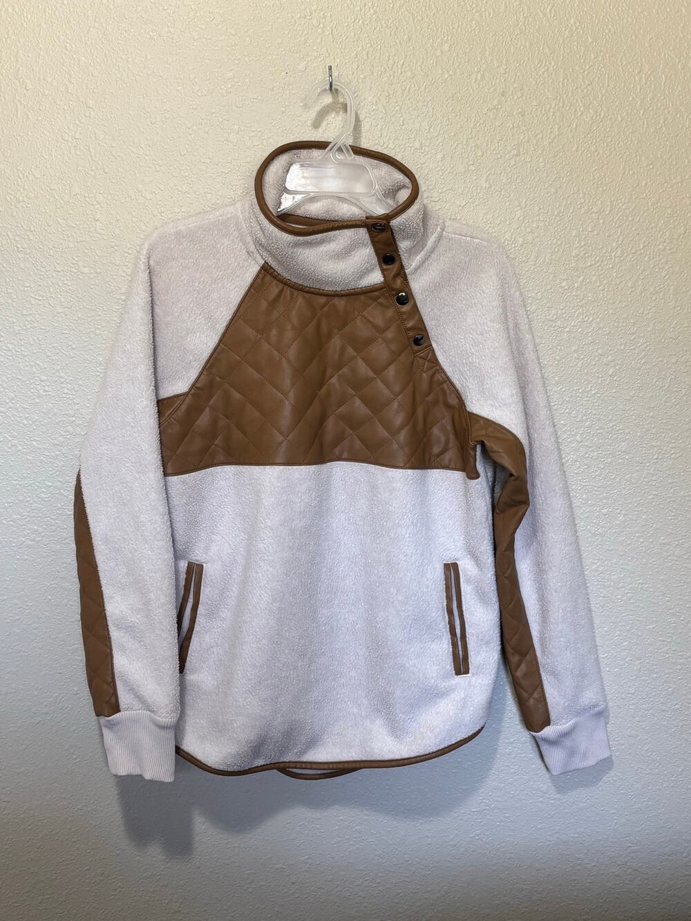 Women’s Abercrombie & Fitch Snap-Up Quilted Fleece Sweatshirt Jacket S Small